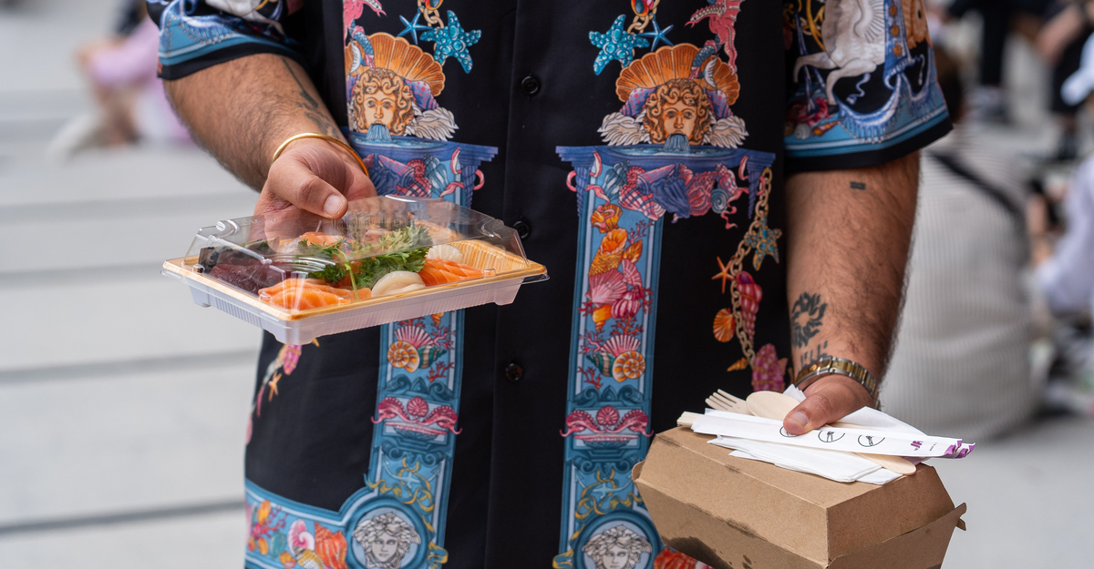 Takeway and dine-in seafood options at the Sydney Fish Markets in Glebe.
