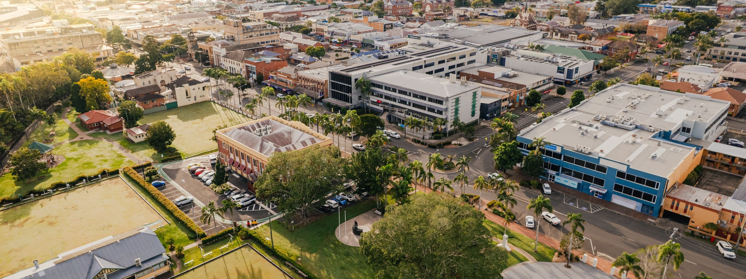 Aerial over Lismore city