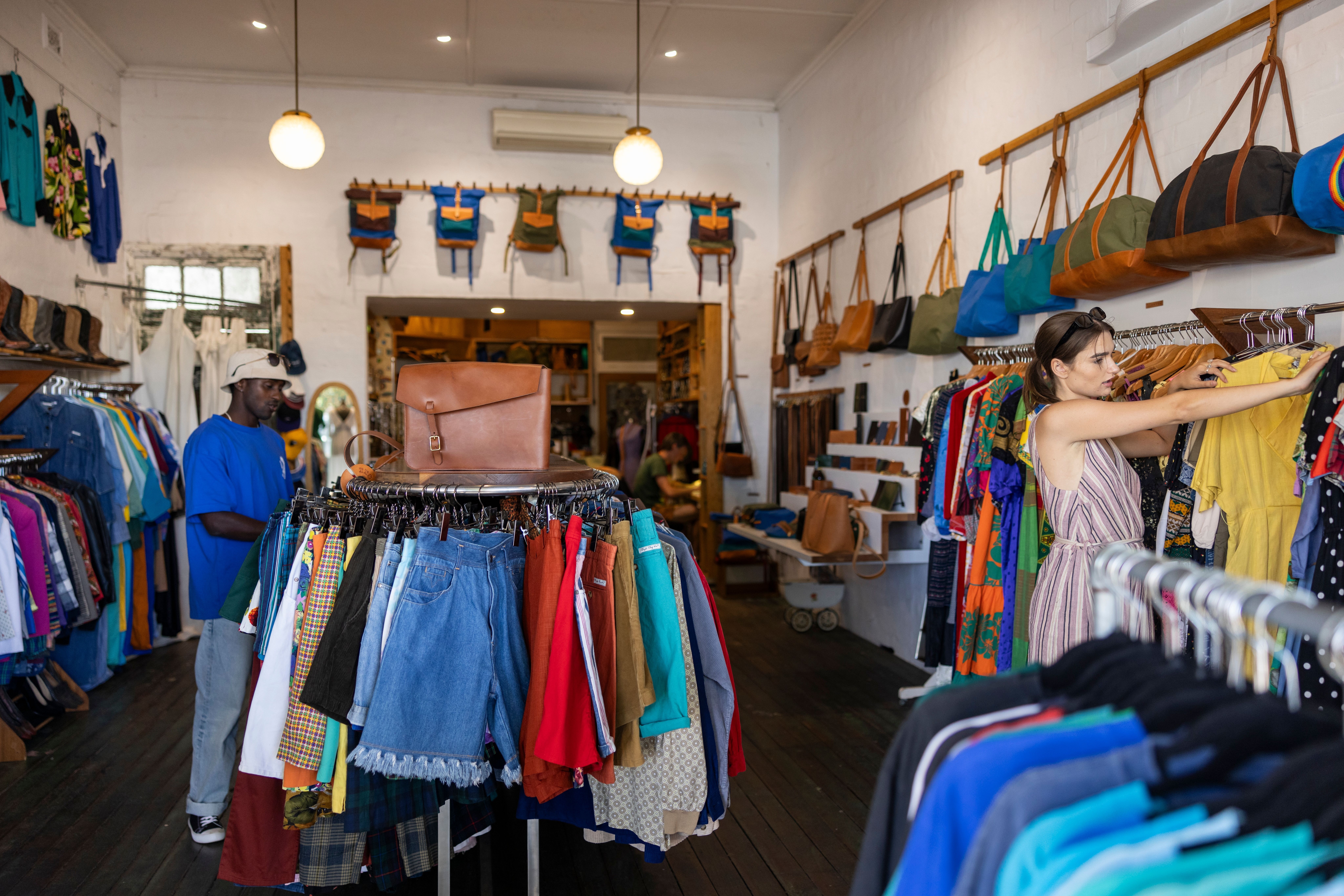 Friends shop for vintage finds at Hide and Seeker, Islington, Newcastle