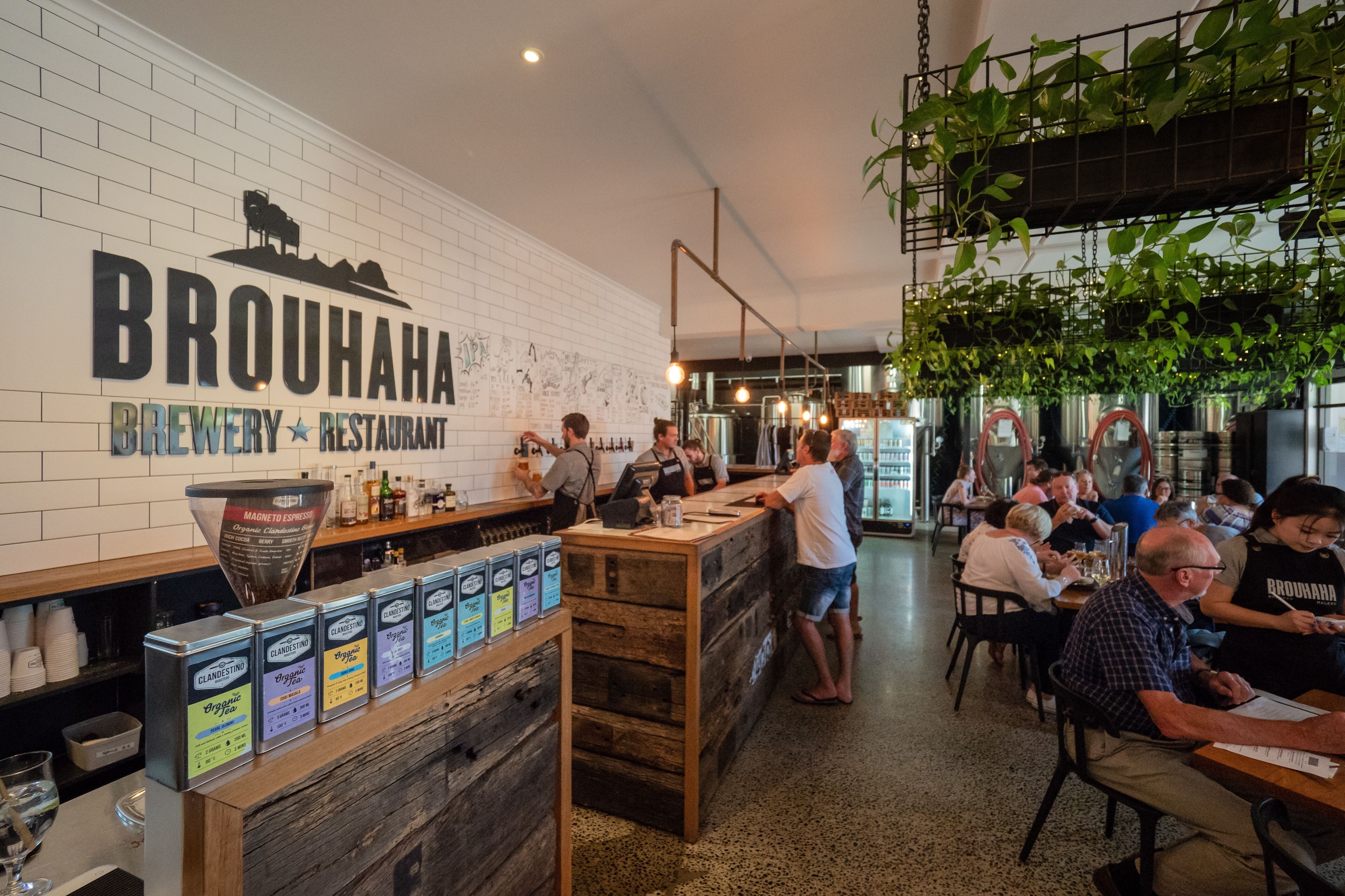 Inside Brouhaha Brewery and Restaurant - a modest, no-fuss brewery where high quality craft beer met with fresh, local produce for patrons near and far.