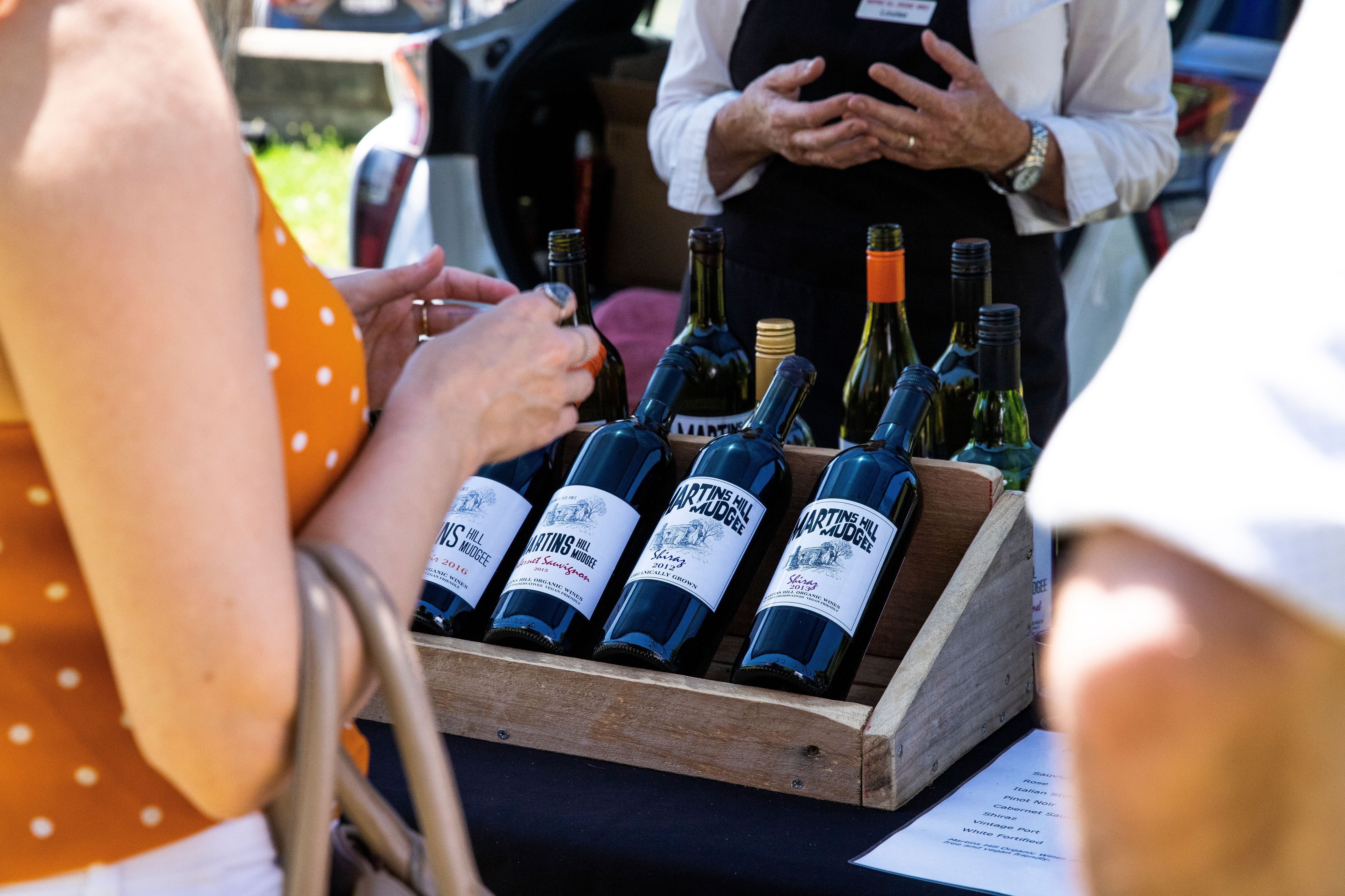 Mudgee Organic Wine stand at the Church Markets - held 1st Saturday of each month in the grounds of St John'??s Anglican Church.#asset:57928@1:alt