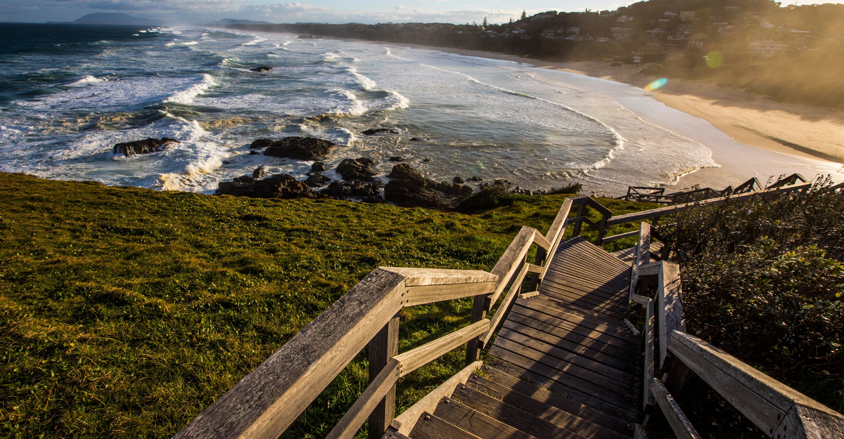 Stairs leading down to a beach along the Port Macquarie Coastal Walk.