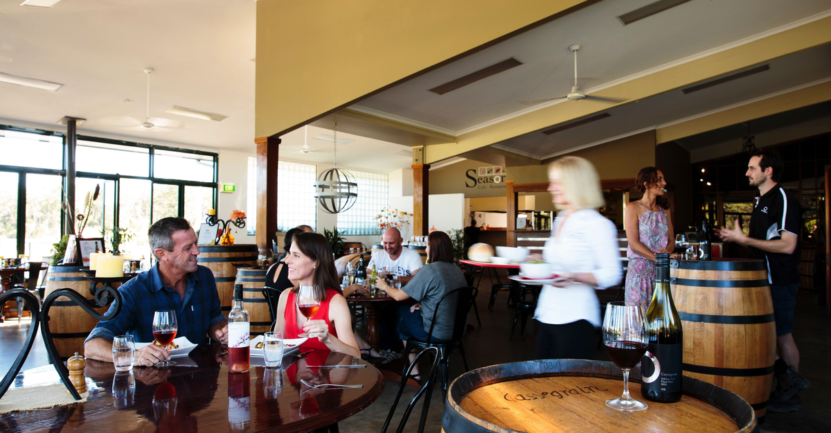 Diners enjoying lunch at Cassegrain Wines, Port Macquarie.